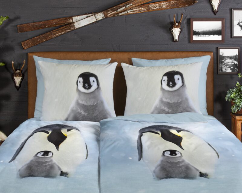 100% katoen/flanel dekbedset pinguins van Good Morning in 135 x 200 cm - Multicolor