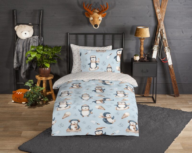 Pinguins overtrek van Good Morning, 140 x 200 cm, kussensloop 70 x 90 cm