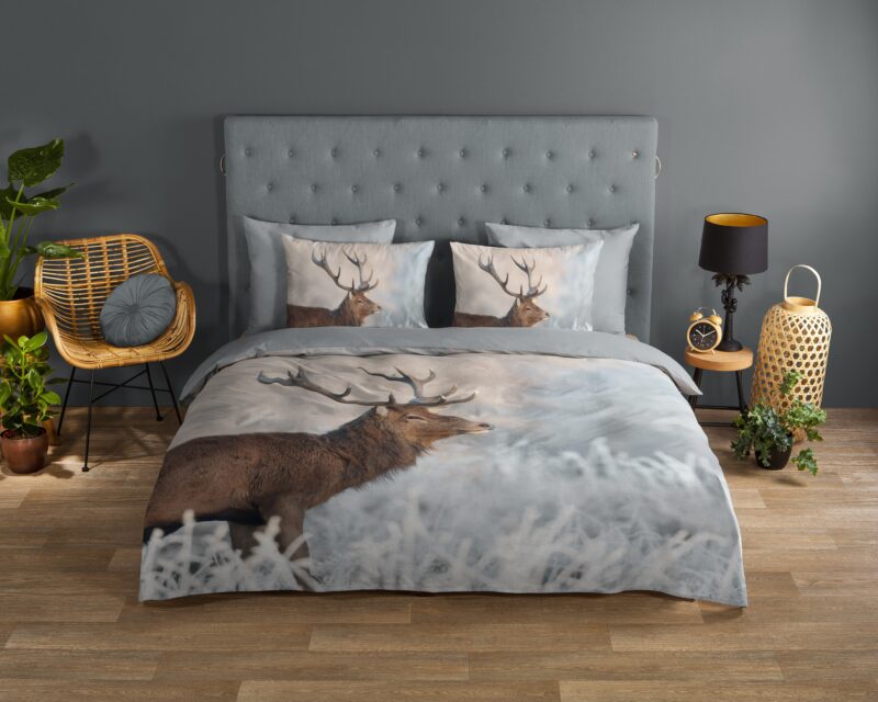 Rendier overtrek van Good Morning, 140 x 200/220 cm, kussensloop 60 x 70 cm - kussensloop 60 x 70 cm