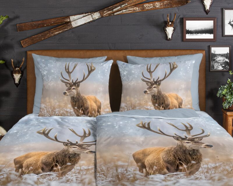 100% katoen/flanel dekbedset rendier van Good Morning in 200 x 200 cm