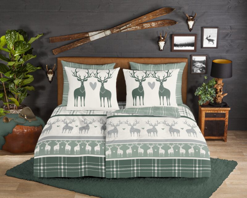 Rendieren overtrek van Good Morning, 135 x 200 cm, kussensloop 80 x 80 cm