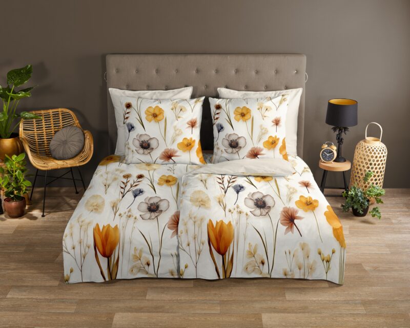 Rustige bloemen overtrek van Good Morning, 135 x 200 cm, kussensloop 80 x 80 cm