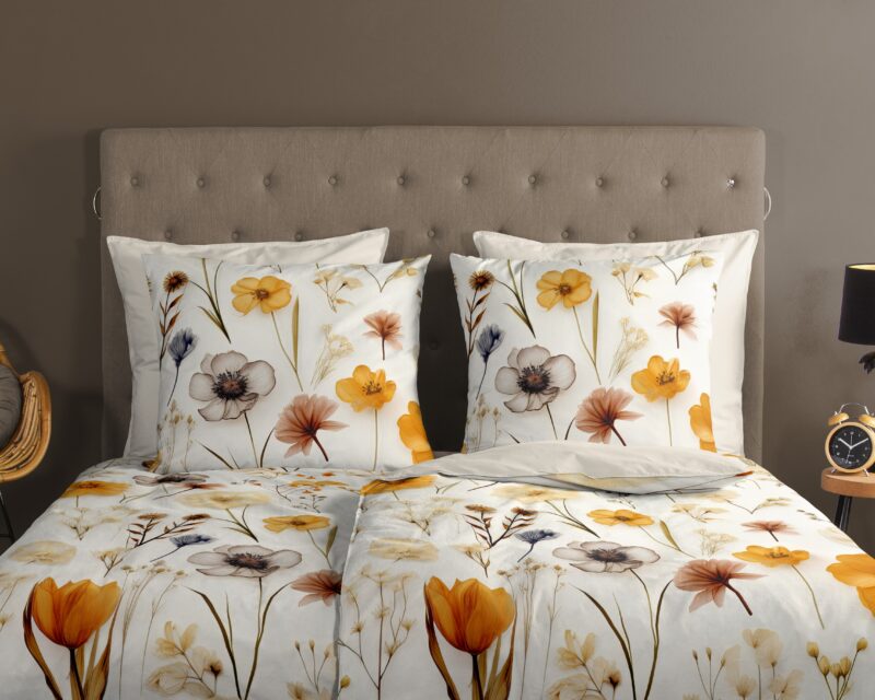 100% katoen dekbedset rustige bloemen van Good Morning in 135 x 200 cm