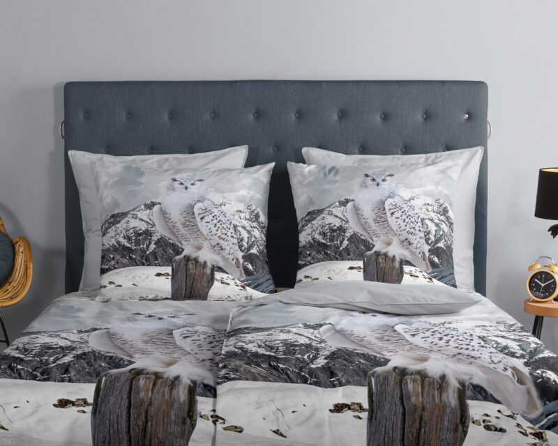 100% katoen dekbedset sneeuwuil in de sneeuw van Good Morning in 135 x 200 cm
