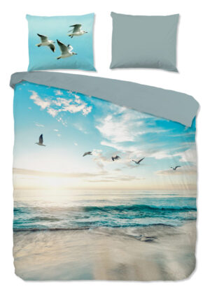 Good Morning dekbedovertrek strand/ zee - Aqua - 200 x 200/220 cm - 100% katoen