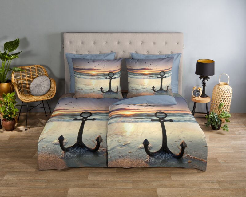 Strand/ zee overtrek van Good Morning, 135 x 200 cm, kussensloop 80 x 80 cm - kussensloop 80 x 80 cm