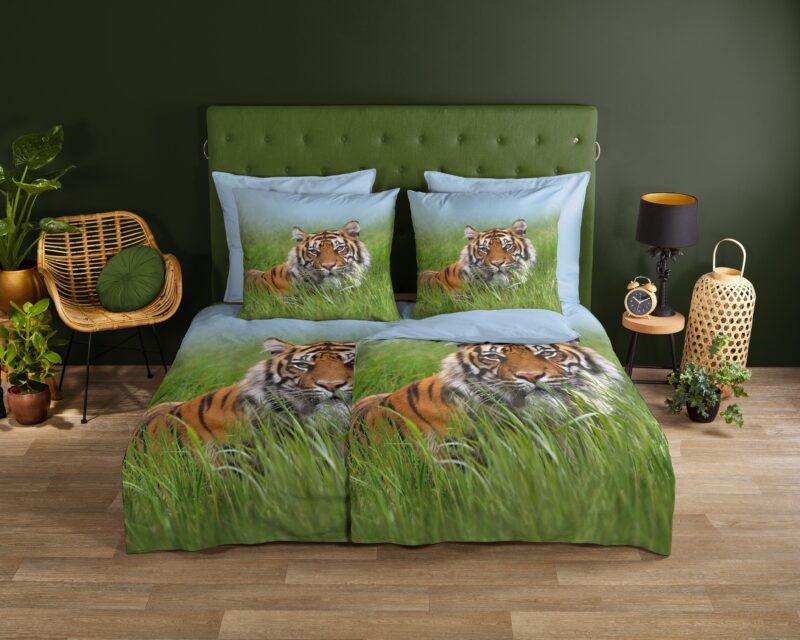 Tijger overtrek van Good Morning, 135 x 200 cm, kussensloop 80 x 80 cm