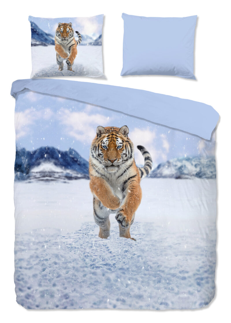 Good Morning dekbedovertrek tijger in de sneeuw - Multicolor - 240 x 200/220 cm - 100% katoen/flanel