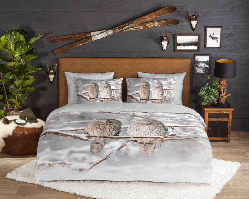 Uilen in winterlandschap overtrek van Good Morning, 240 x 200/220 cm, kussensloop 60 x 70 cm