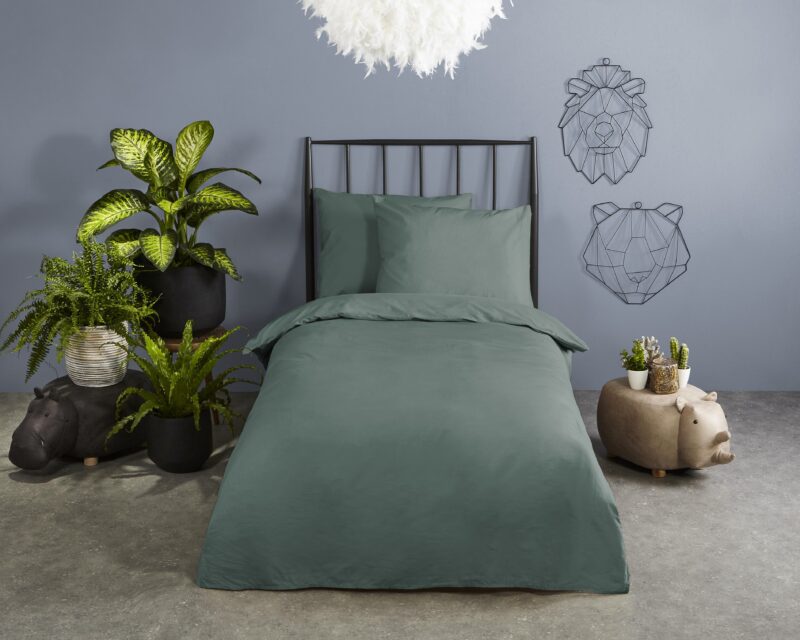 Overtrek van Good Morning, 135 x 200 cm, kussensloop 80 x 80 cm - Groen