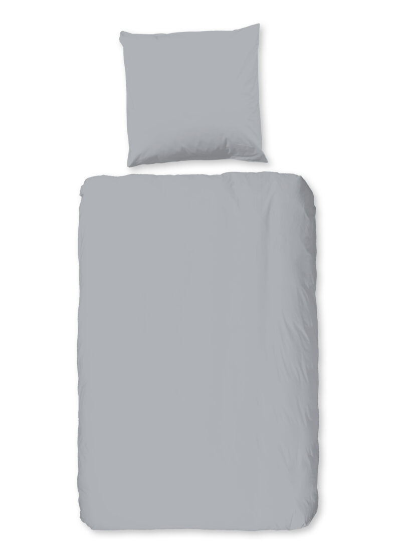 Good Morning Dekbedovertrek "uni dessin" - Zilver - (135x200 cm) - Katoen Flanel