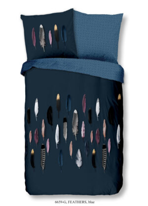 Good Morning dekbedovertrek veren - Blauw - 155 x 220 cm - 100% katoen