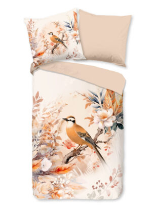 Good Morning dekbedovertrek vogel en bloemen - Multicolor - 135 x 200 cm - 100% katoen