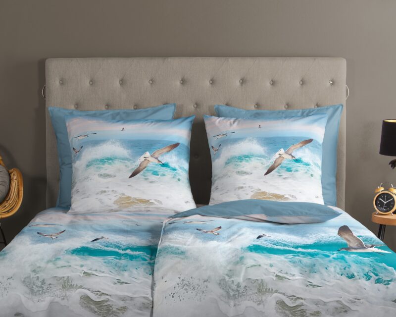 100% katoen dekbedset wilde zee/ golven/ meeuwen van Good Morning in 135 x 200 cm