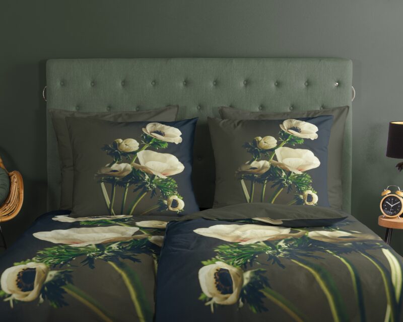 100% katoen dekbedset witte bloemen van Good Morning in 135 x 200 cm