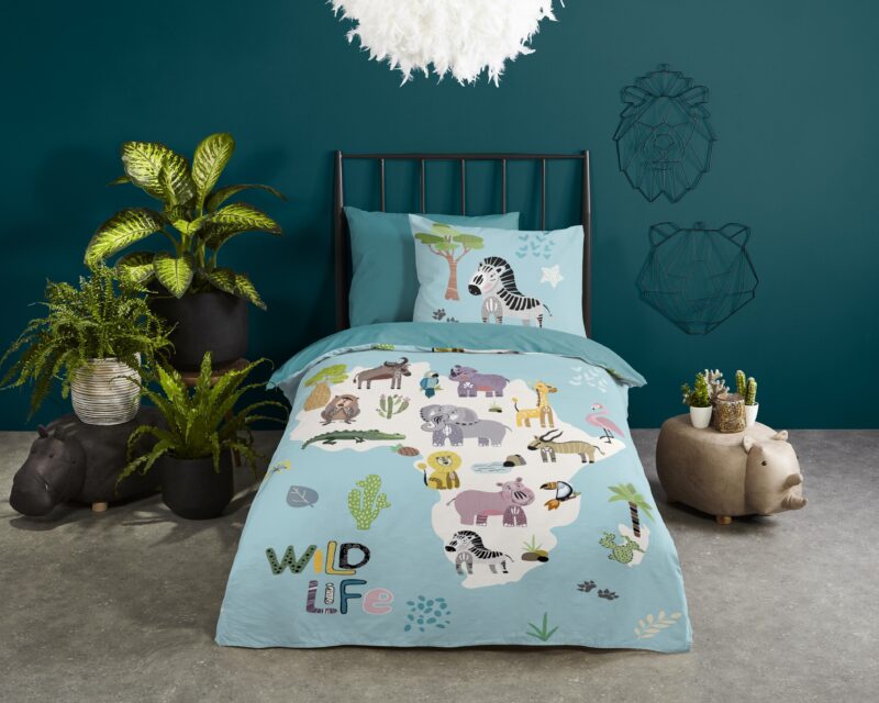Afrikaanse dieren overtrek van Good Morning, 140 x 200/220 cm, kussensloop 60 x 70 cm
