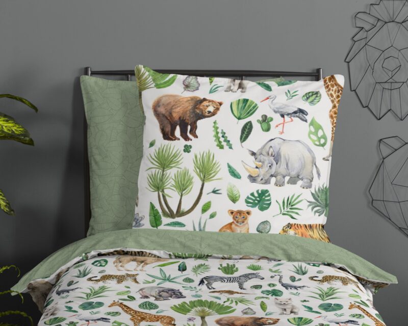 100% katoen dekbedset Afrikaanse dieren / big five van Good Morning in 135 x 200 cm