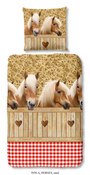 Good Morning dekbedovertrek Haflinger paarden - Zand - 135 x 200 cm - 100% katoen
