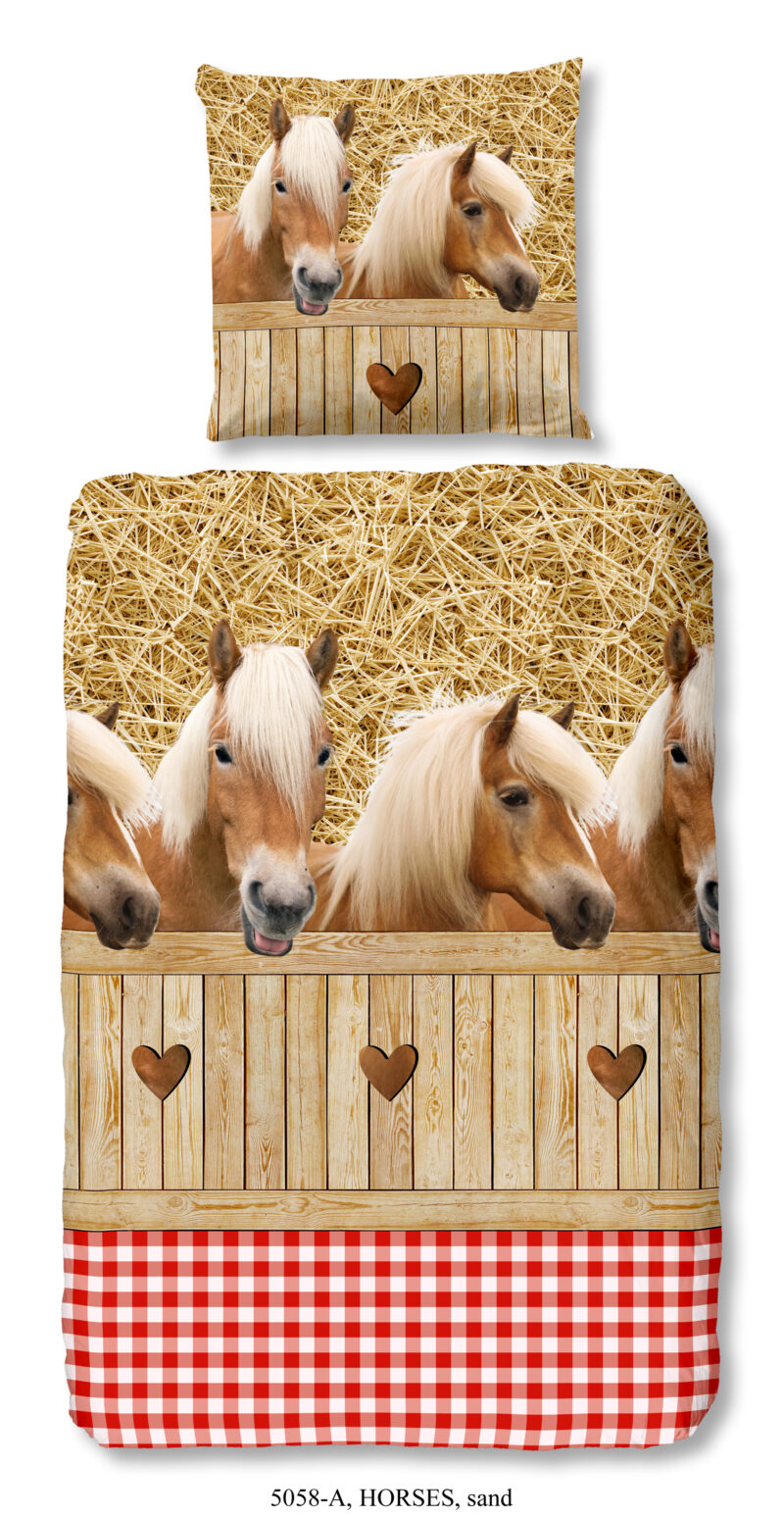Good Morning dekbedovertrek Haflinger paarden - Zand - 135 x 200 cm - 100% katoen