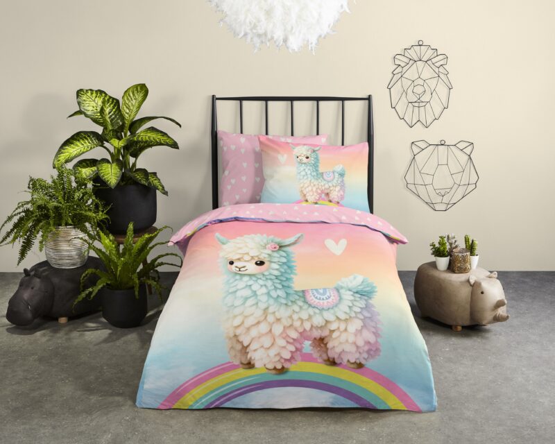 Lama overtrek van Good Morning, 140 x 200/220 cm, kussensloop 60 x 70 cm