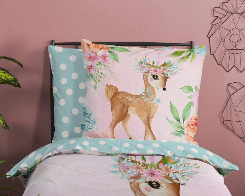 100% katoen dekbedset bambi met bloemen van Good Morning in 135 x 200 cm