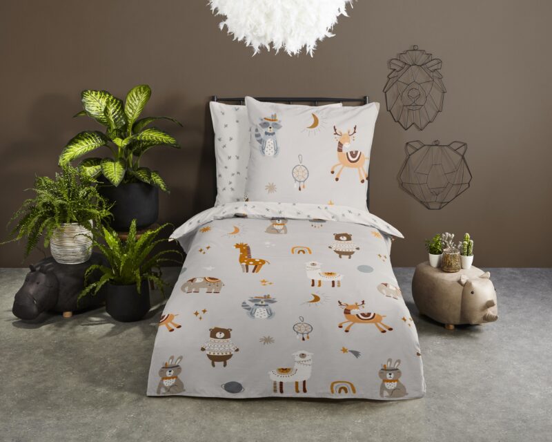 Dieren overtrek van Good Morning, 135 x 200 cm, kussensloop 80 x 80 cm - kussensloop 80 x 80 cm