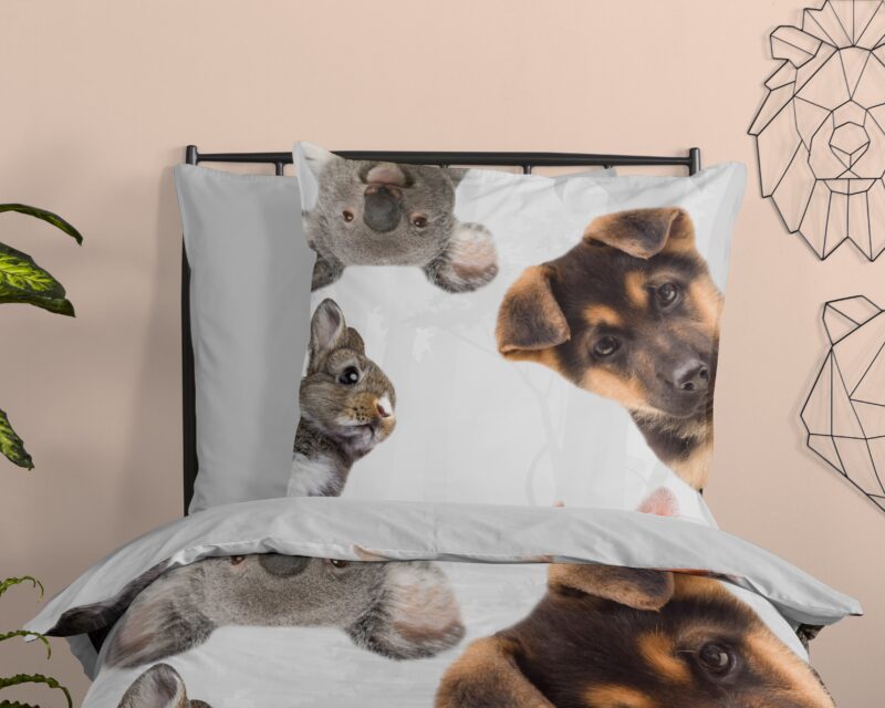 100% katoen dekbedset dieren van Good Morning in 135 x 200 cm - Multicolor