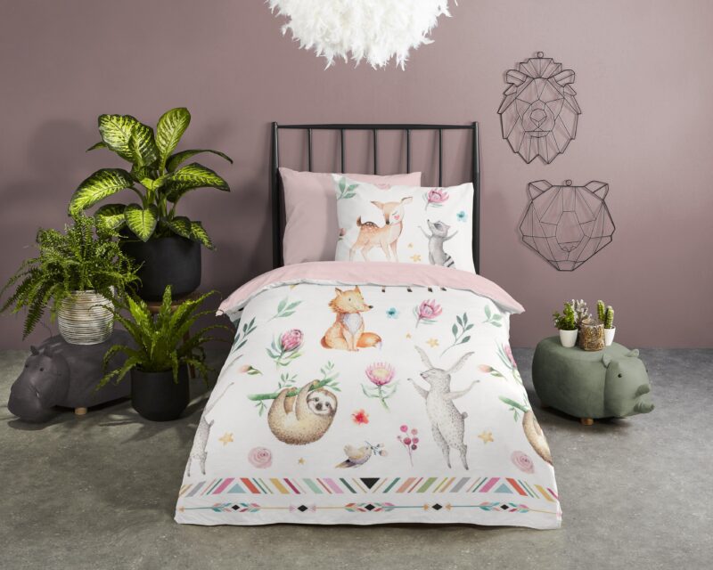 Dieren overtrek van Good Morning, 140 x 200/220 cm, kussensloop 60 x 70 cm - 100% katoen