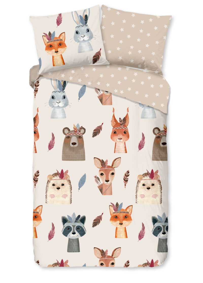Good Morning dekbedovertrek dieren - Multicolor - 140 x 200/220 cm - 100% katoen - kussensloop 60 x 70 cm