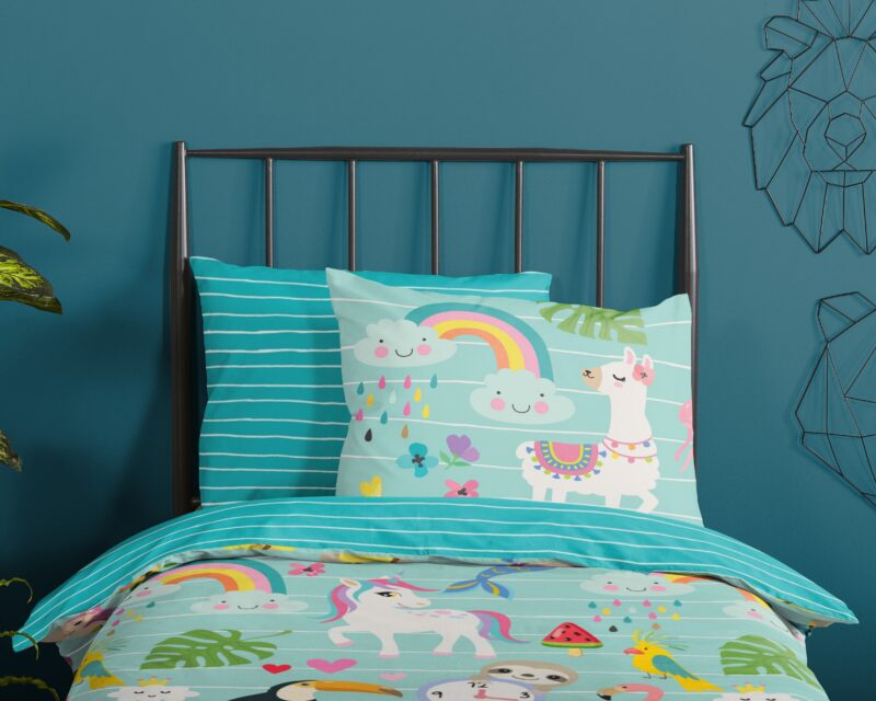 100% katoen dekbedset dieren en regenbogen van Good Morning in 140 x 200/220 cm