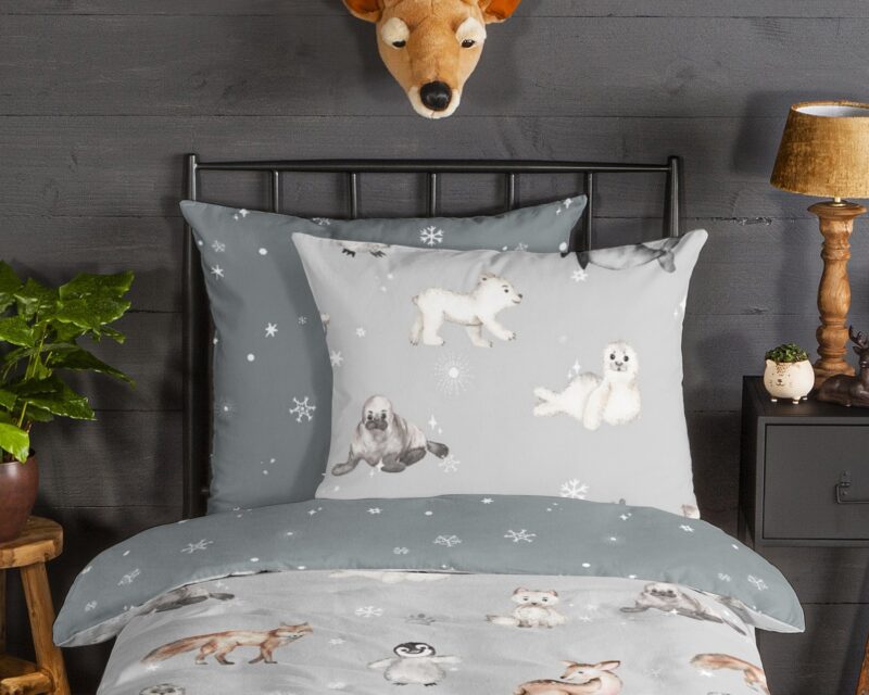 100% katoen/flanel dekbedset dieren in winterthema van Good Morning in 135 x 200 cm