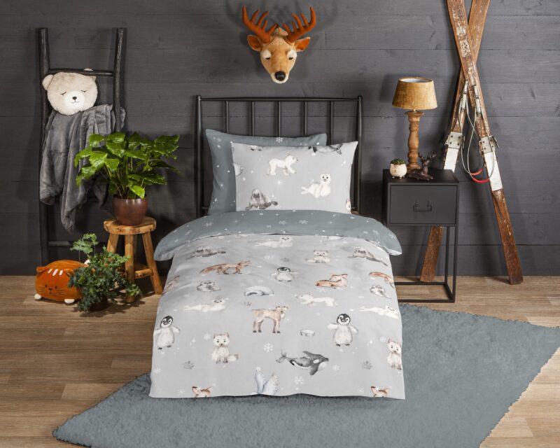 Dieren in winterthema overtrek van Good Morning, 140 x 200/220 cm