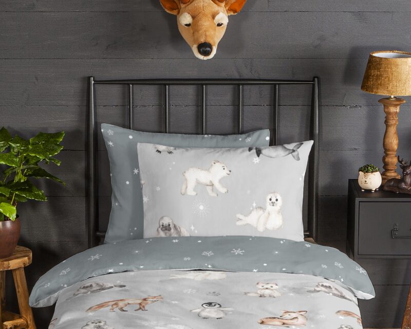 100% katoen/flanel dekbedset dieren in winterthema van Good Morning in 140 x 200/220 cm