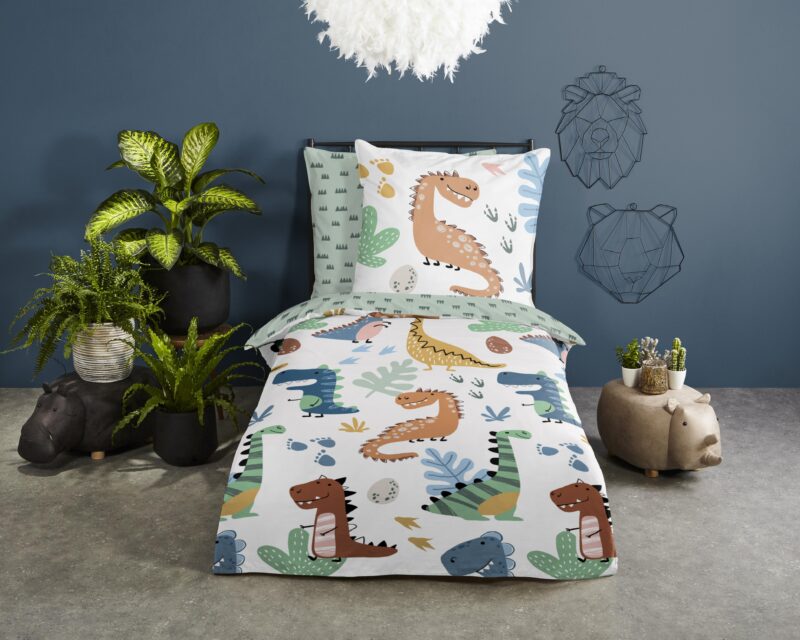 Dino's overtrek van Good Morning, 135 x 200 cm, kussensloop 80 x 80 cm