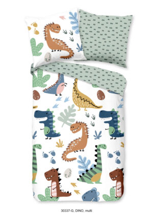 Good Morning dekbedovertrek dino's - Multicolor - 135 x 200 cm - 100% katoen