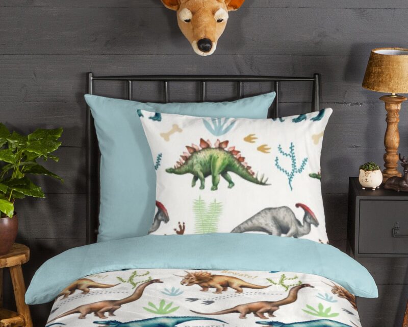 100% katoen/flanel dekbedset dino's van Good Morning in 135 x 200 cm
