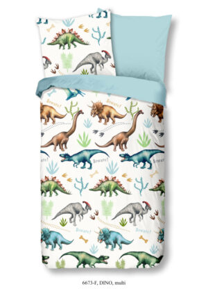 Good Morning dekbedovertrek dino's - Multicolor - 135 x 200 cm - 100% katoen/flanel