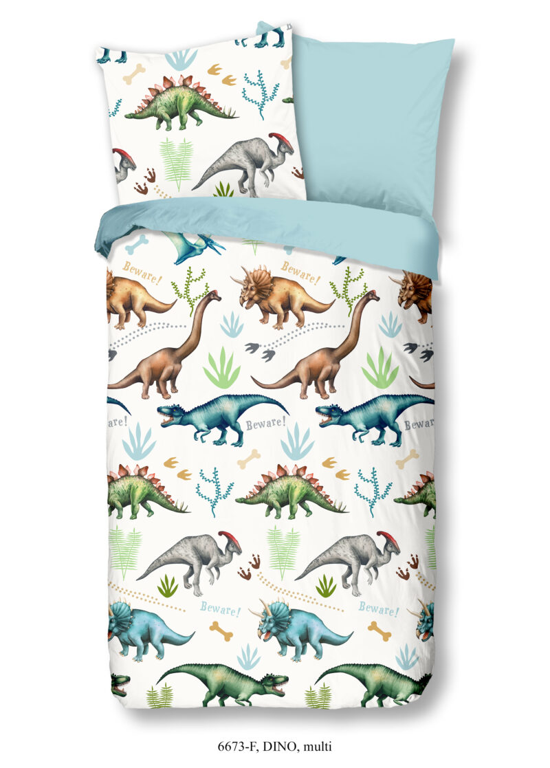 Good Morning dekbedovertrek dino's - Multicolor - 135 x 200 cm - 100% katoen/flanel
