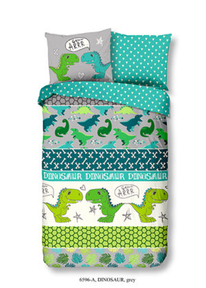 Good Morning dekbedovertrek dino's - Multicolor - 140 x 200/220 cm - 100% katoen - kussensloop 60 x 70 cm