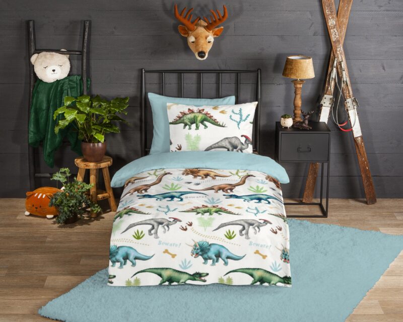 Dino's overtrek van Good Morning, 140 x 200/220 cm, kussensloop 60 x 70 cm - Multicolor
