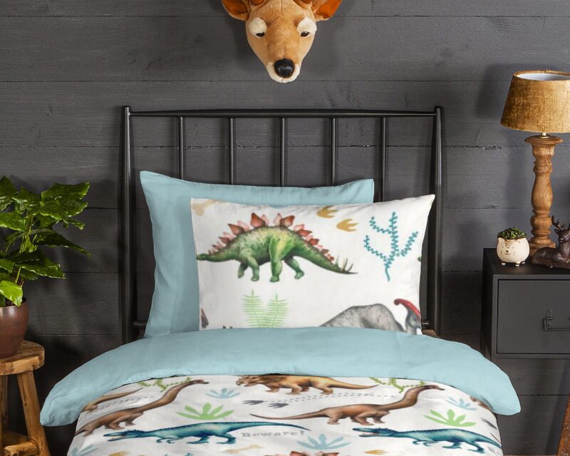 100% katoen/flanel dekbedset dino's van Good Morning in 140 x 200/220 cm