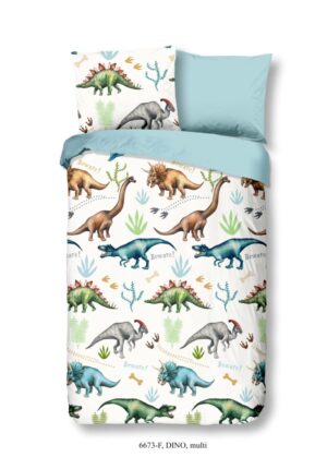 Good Morning dekbedovertrek dino's - Multicolor - 140 x 200/220 cm - 100% katoen/flanel