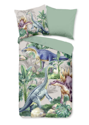 Good Morning dekbedovertrek dinosaurussen - Multicolor - 135 x 200 cm - 100% katoen - kussensloop 80 x 80 cm