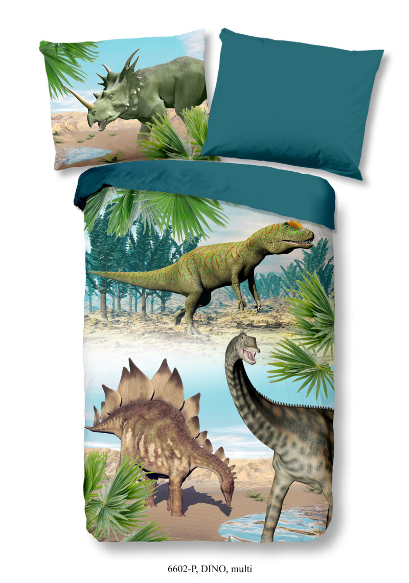 Good Morning dekbedovertrek dinosaurussen - Multicolor - 140 x 200 cm - 100% katoen - kussensloop 70 x 90 cm