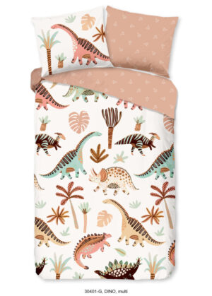 Good Morning dekbedovertrek dinosaurussen - Multicolor - 140 x 200/220 cm - 100% katoen - kussensloop 60 x 70 cm