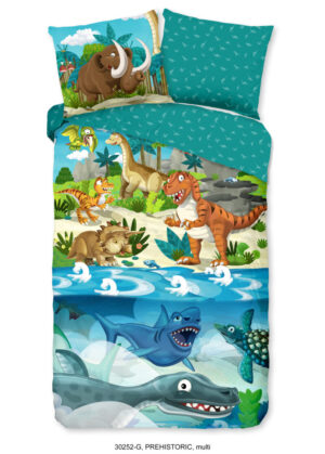 Good Morning dekbedovertrek dinosaurussen - Multicolor - 140 x 200/220 cm - 100% katoen