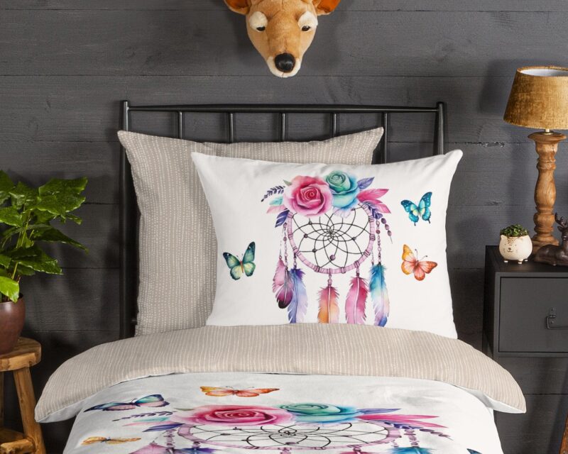 100% katoen/flanel dekbedset dromenvanger/ veren/ vlinders van Good Morning in 135 x 200 cm