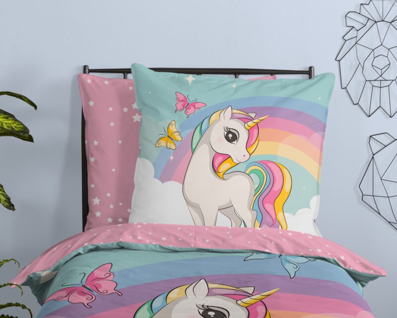 100% katoen dekbedset eenhoorn en regenboog van Good Morning in 135 x 200 cm