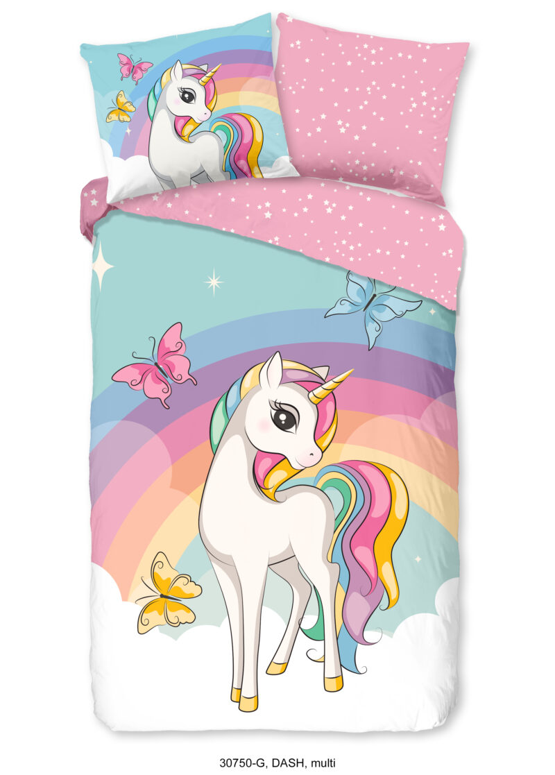 Good Morning dekbedovertrek eenhoorn en regenboog - Multicolor - 140 x 200/220 cm - 100% katoen