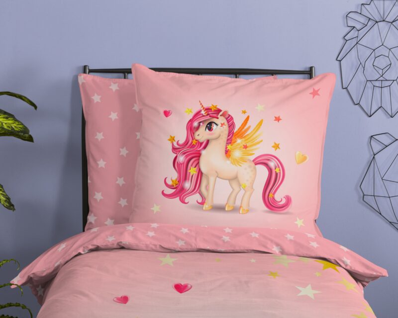100% katoen dekbedset eenhoorn met regenboog van Good Morning in 135 x 200 cm
